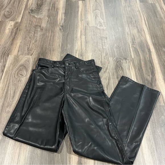 Garage Pants - Garage black straight leg leather pants